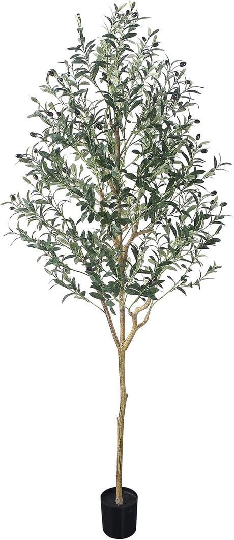 Artificial Olive Tree Tall Fake Potted Olive Silk Tree with Planter Large Faux Olive Branches and Fruits Artificial Tree for Modern Home Office Living Room Floor Decor Indoor (4FT)