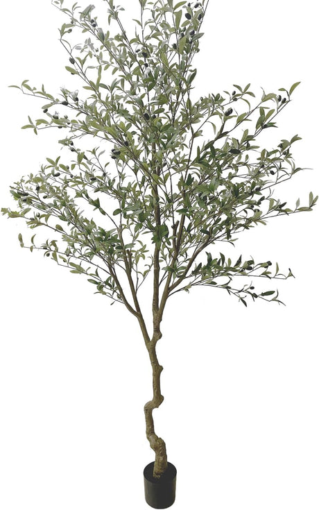 Artificial Olive Tree Tall Fake Potted Olive Silk Tree with Planter Large Faux Olive Branches and Fruits Artificial Tree for Modern Home Office Living Room Floor Decor Indoor (4FT)