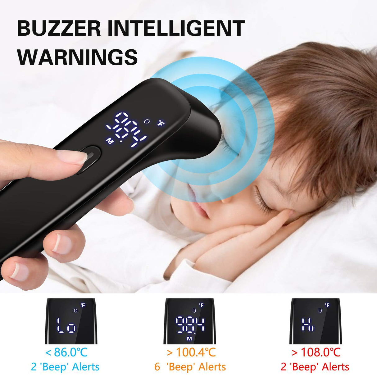 Infrared Thermometer for Adults,  Digital Touchless Forehead Thermometer for Fever, Baby Thermometer with Fever Indicator,°C/°F Switchable