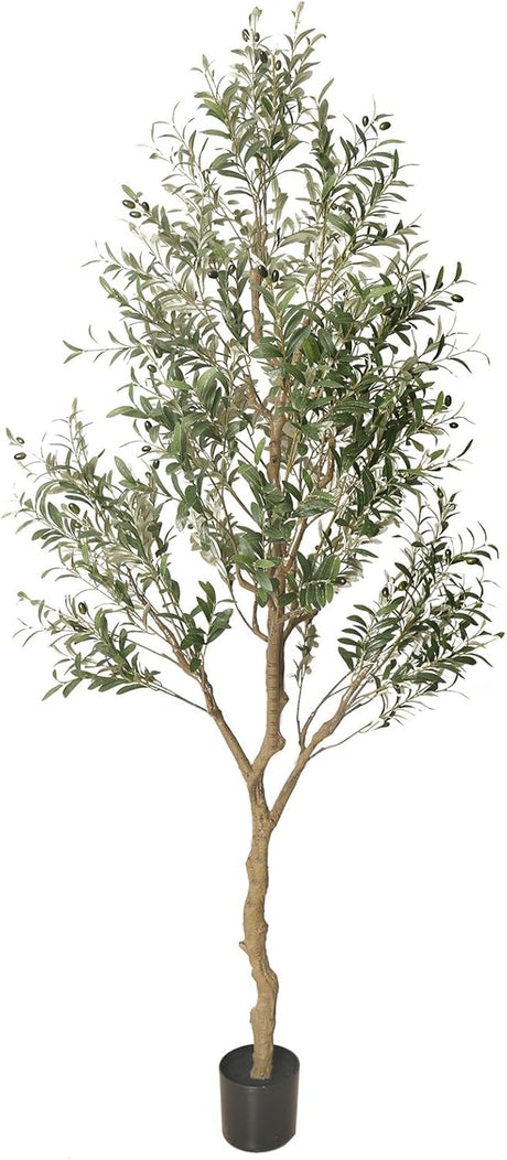 Artificial Olive Tree Tall Fake Potted Olive Silk Tree with Planter Large Faux Olive Branches and Fruits Artificial Tree for Modern Home Office Living Room Floor Decor Indoor (4FT)