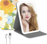 Rechargeable Travel Makeup Mirror With Dimmable LED Light Touch Screen