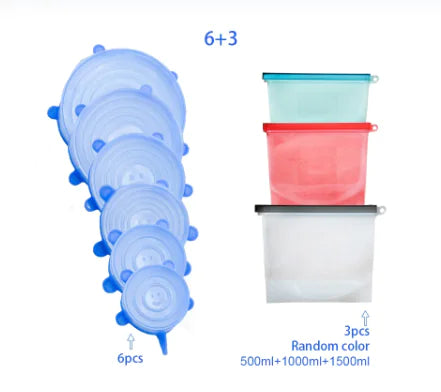 Reusable Silicone Food Bags (+Optional Universal Round Lids)