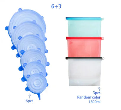 Reusable Silicone Food Bags (+Optional Universal Round Lids)