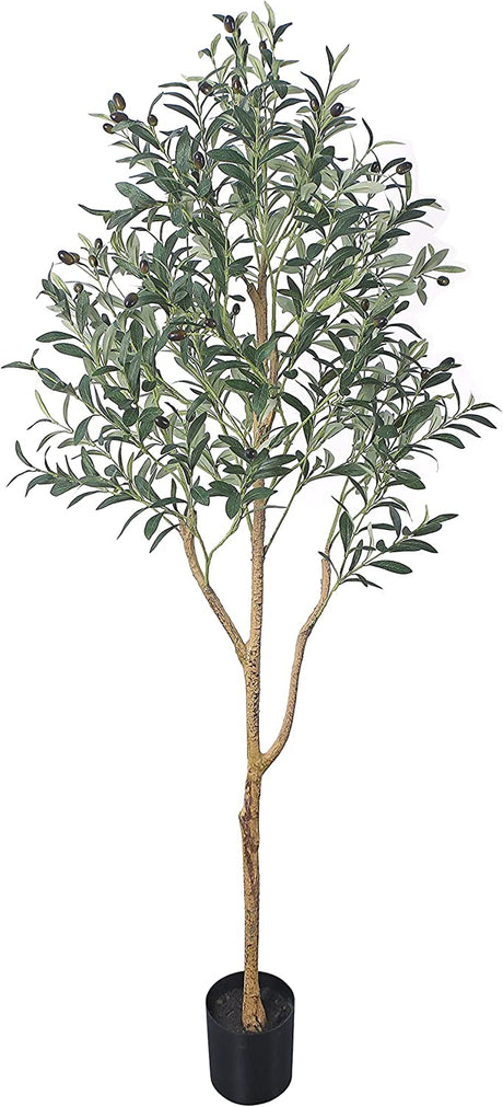 Artificial Olive Tree Tall Fake Potted Olive Silk Tree with Planter Large Faux Olive Branches and Fruits Artificial Tree for Modern Home Office Living Room Floor Decor Indoor (4FT)