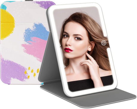 Rechargeable Travel Makeup Mirror With Dimmable LED Light Touch Screen