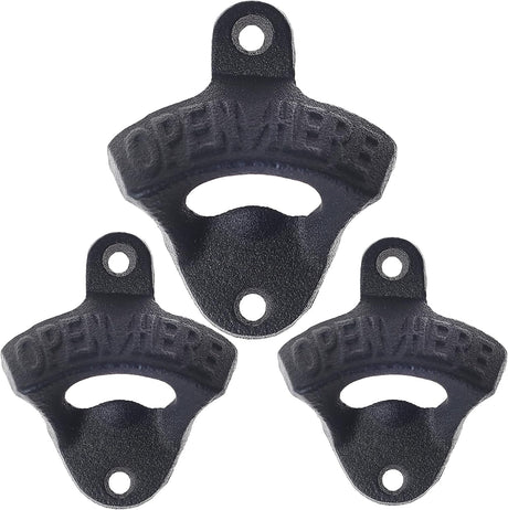 Wall Mounted Cast Iron Beer Bottle Opener (3 PCS)