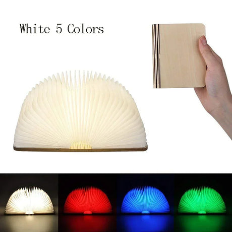 3D Folding Creative LED Night Light RGB Color USB Recharge Wooden Book Light Decor Bedroom Desk Table Lamp for Kid Brithday Gift