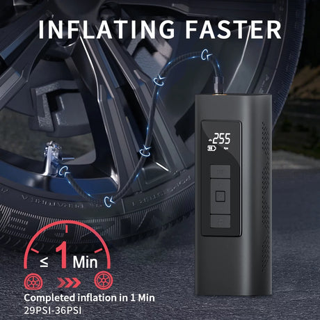 Tire Inflator, Cordless Air Pump for Car Tires with Auto-Shutoff,Digital Pressure Gauge, Portable Air Compressor for Car, Bicycle, Motorcycles, Ball, 150PSI Tire Inflator, Compact Bike Pump